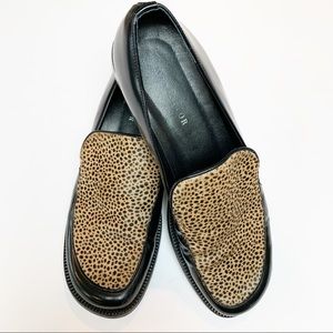 Prialpas Gomma Black Leather & Calf Hair Loafers